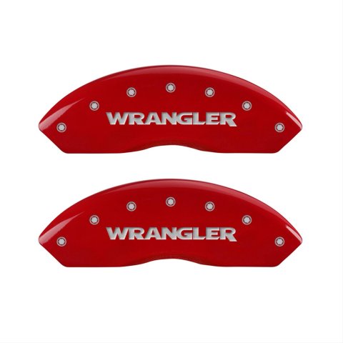 MGP Front set 2 Caliper Covers Engraved Front WRANGLER Red finish silver ch