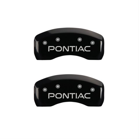 MGP 4 Caliper Covers Engraved Front & Rear Pontiac Black finish silver ch