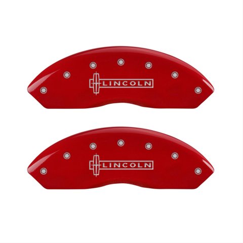 MGP 4 Caliper Covers Engraved Front & Rear Lincoln Red finish silver ch