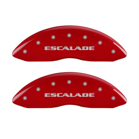 MGP 4 Caliper Covers Engraved Front & Rear Escalade Red finish silver ch