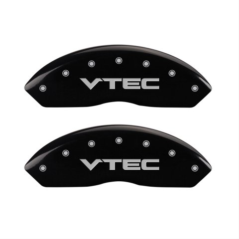 MGP 4 Caliper Covers Engraved Front & Rear Vtech Black finish silver ch