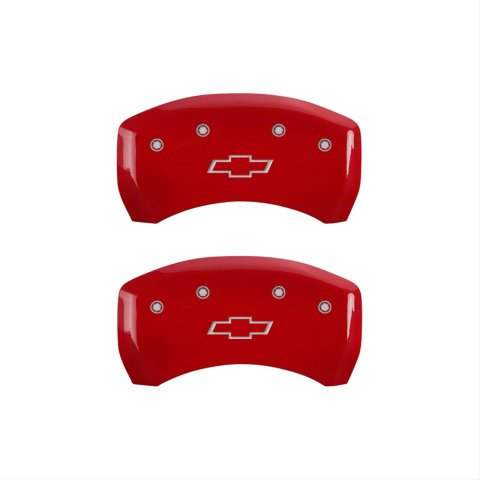 MGP 4 Caliper Covers Engraved Front & Rear Bowtie Red finish silver ch