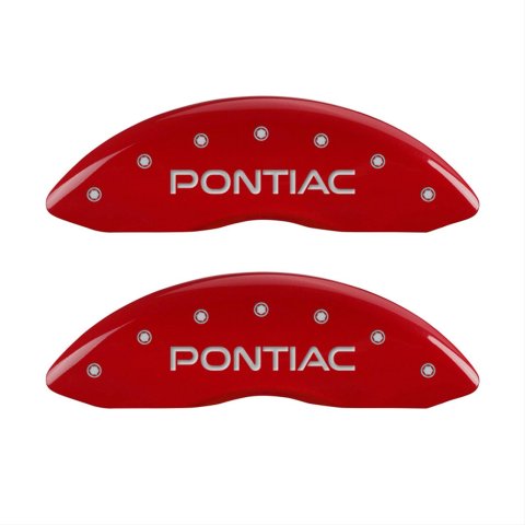 MGP 4 Caliper Covers Engraved Front Pontiac Engraved Rear GXP Red finish silver ch