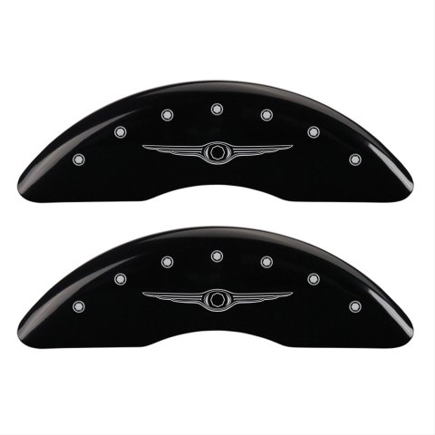 MGP 4 Caliper Covers Engraved Front & Rear Style 1/Chrysler Wing Black finish silver ch