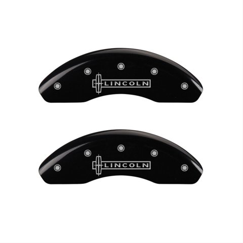 MGP 4 Caliper Covers Engraved Front Lincoln Engraved Rear Star logo Black finish silver ch