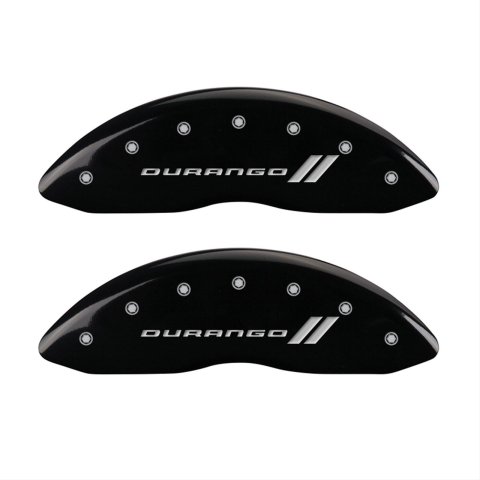 MGP 4 Caliper Covers Engraved Front & Rear With stripes/Durango Black finish silver ch