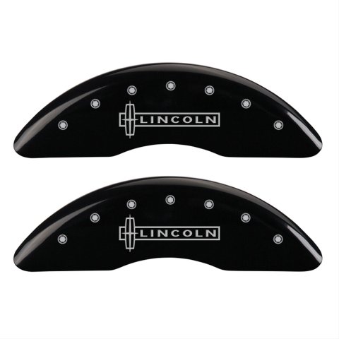 MGP 4 Caliper Covers Engraved Front Lincoln Engraved Rear Star logo Black finish silver ch