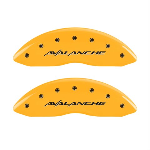 MGP 4 Caliper Covers Engraved Front & Rear Avalanche Yellow finish black ch