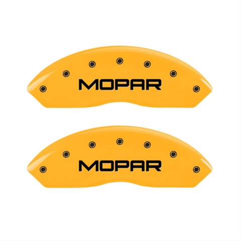 MGP 4 Caliper Covers Engraved Front & Rear MOPAR Yellow finish black ch
