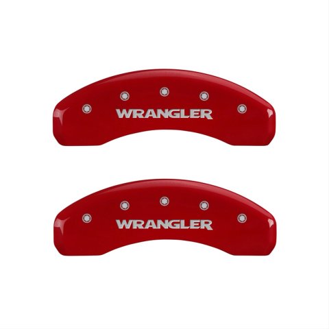 MGP 4 Caliper Covers Engraved Front & Rear WRANGLER Red finish silver ch
