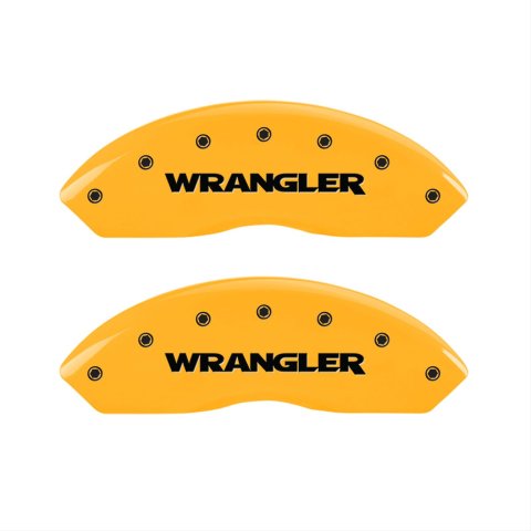 MGP 4 Caliper Covers Engraved Front & Rear WRANGLER Yellow finish black ch
