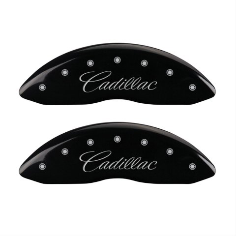 MGP 4 Caliper Covers Engraved Front Cursive/Cadillac Engraved Rear CTS4 Black finish silver ch