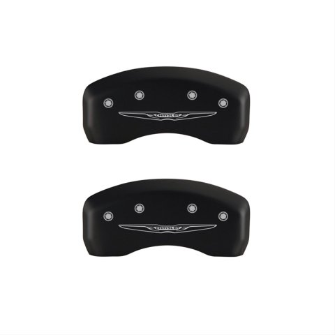 MGP 4 Caliper Covers Engraved Front & Rear Style 2/Chrysler Wing Black finish silver ch