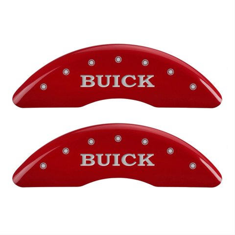 MGP 4 Caliper Covers Engraved Front Buick Engraved Rear Buick Shield Red finish silver ch