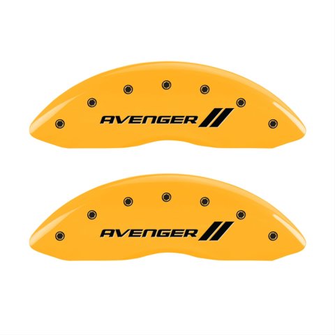 MGP 4 Caliper Covers Engraved Front & Rear With stripes/Avenger Yellow finish black ch