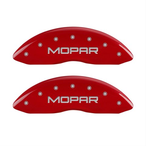 MGP Front set 2 Caliper Covers Engraved Front MOPAR Red finish silver ch