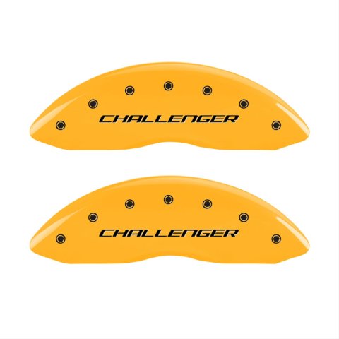 MGP 4 Caliper Covers Engraved Front & Rear Block/Challenger Yellow finish black ch