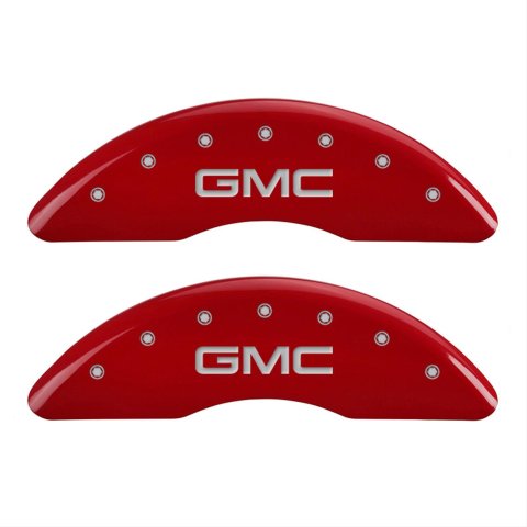 MGP 4 Caliper Covers Engraved Front & Rear GMC Red finish silver ch