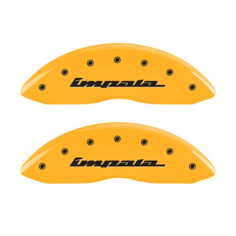 MGP 4 Caliper Covers Engraved Front & Rear Impala Yellow finish black ch