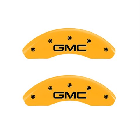 MGP 4 Caliper Covers Engraved Front & Rear GMC Yellow finish black ch