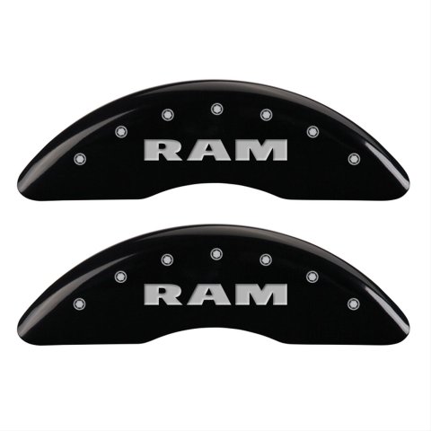 MGP 4 Caliper Covers Engraved Front RAM Engraved Rear RAMHEAD Black finish silver ch