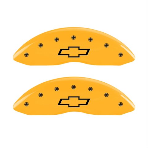MGP 4 Caliper Covers Engraved Front & Rear Bowtie Yellow finish black ch