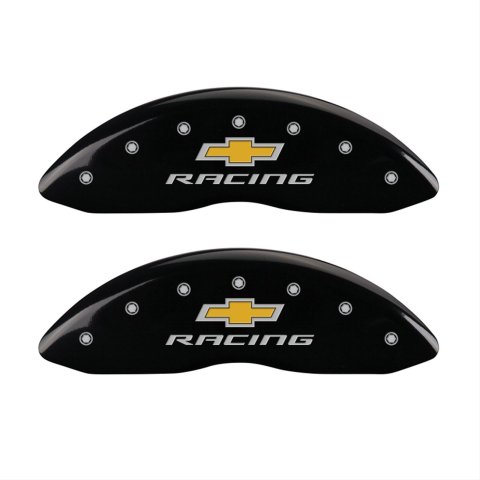 MGP 4 Caliper Covers Engraved Front & Rear Chevy racing Black finish silver ch