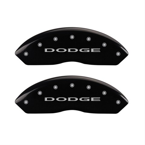MGP 4 Caliper Covers Engraved Front & Rear With out stripes/Dodge Black finish silver ch
