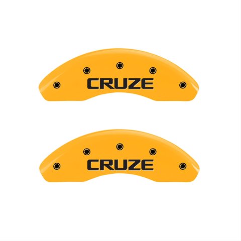MGP Front set 2 Caliper Covers Engraved Front Cruze Yellow finish black ch