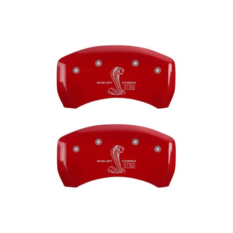 MGP Rear set 2 Caliper Covers Engraved Rear GT350 Shelby & Cobra Red finish silver ch