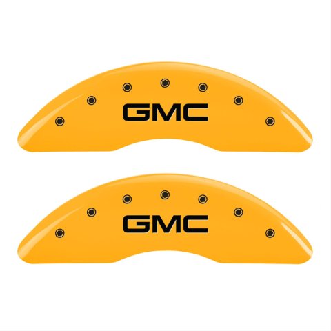 MGP 4 Caliper Covers Engraved Front & Rear GMC Yellow finish black ch