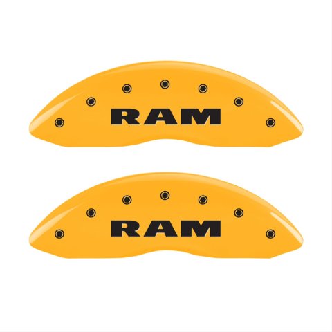 MGP 4 Caliper Covers Engraved Front RAM Engraved Rear RAMHEAD Yellow finish black ch