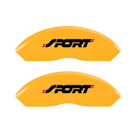 MGP 4 Caliper Covers Engraved Front & Rear No bolts/Sport Yellow finish black ch
