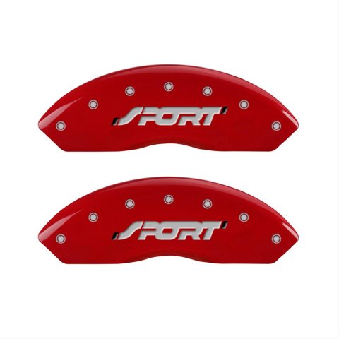 MGP 4 Caliper Covers Engraved Front & Rear SPORT Red finish silver ch
