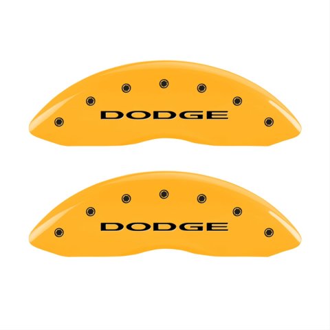 MGP 4 Caliper Covers Engraved Front & Rear With out stripes/Dodge Yellow finish black ch