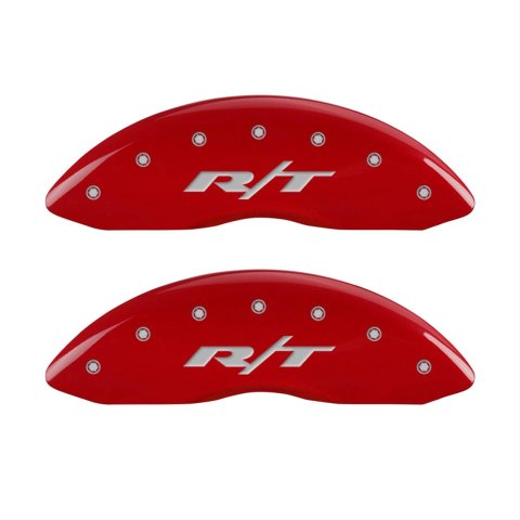 MGP 4 Caliper Covers Engraved Front & Rear RT1-Truck Red finish silver ch