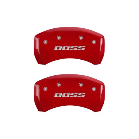 MGP Rear set 2 Caliper Covers Engraved Rear Boss Red finish silver ch