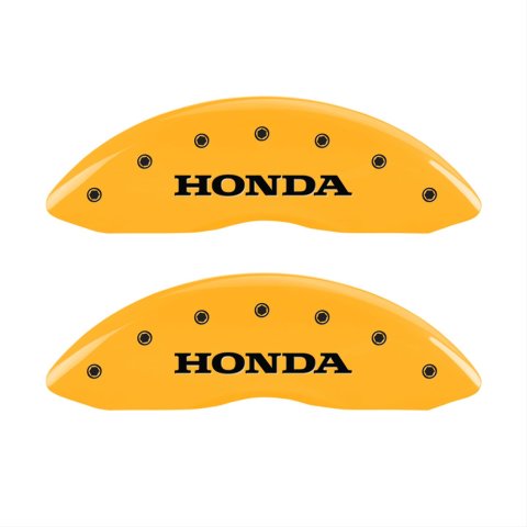 MGP 4 Caliper Covers Engraved Front & Rear Honda Yellow finish black ch