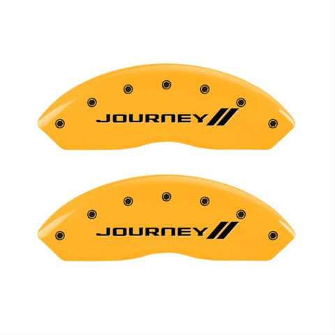 MGP 4 Caliper Covers Engraved Front & Rear With stripes/Journey Yellow finish black ch