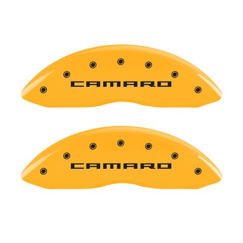 MGP 4 Caliper Covers Engraved Front & Rear Gen 5/Camaro Yellow finish black ch