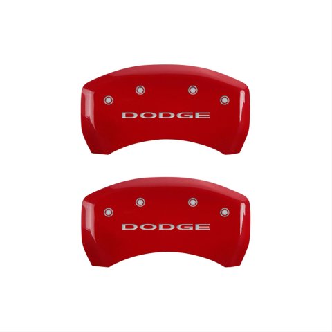 MGP 4 Caliper Covers Engraved Front & Rear With out stripes/Dodge Red finish silver ch