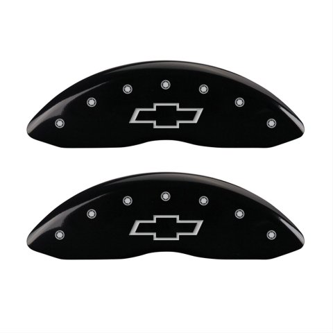 MGP 4 Caliper Covers Engraved Front & Rear Bowtie Black finish silver ch