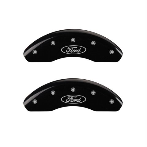 MGP 4 Caliper Covers Engraved Front & Rear Oval logo/Ford Black finish silver ch