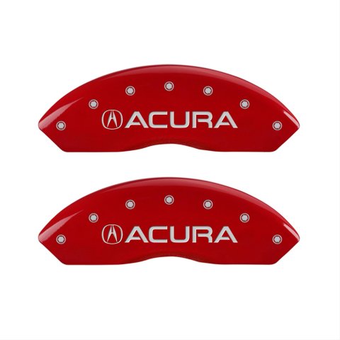 MGP 4 Caliper Covers Engraved Front Acura Engraved Rear RLX Red finish silver ch