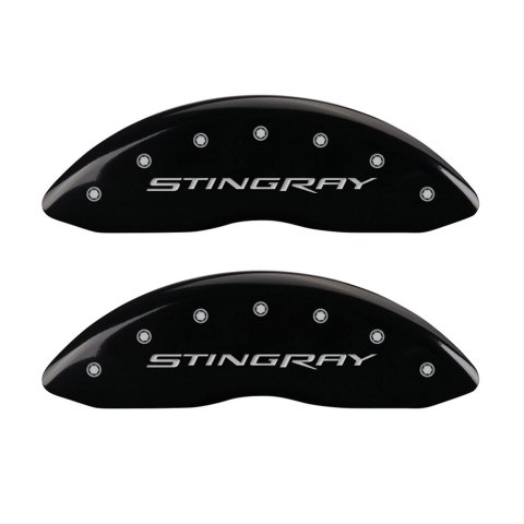 MGP 4 Caliper Covers Engraved Front & Rear Stingray Black finish silver ch