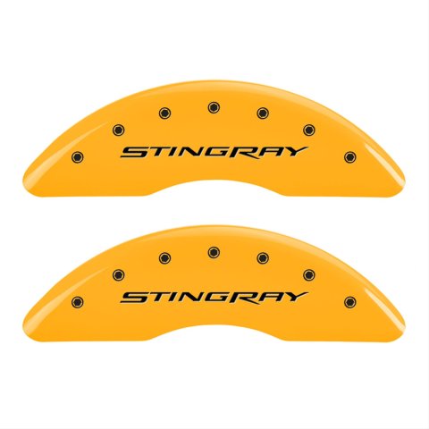 MGP 4 Caliper Covers Engraved Front & Rear Stingray Yellow finish black ch
