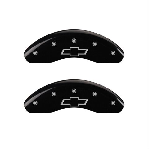 MGP 4 Caliper Covers Engraved Front & Rear Bowtie Black finish silver ch