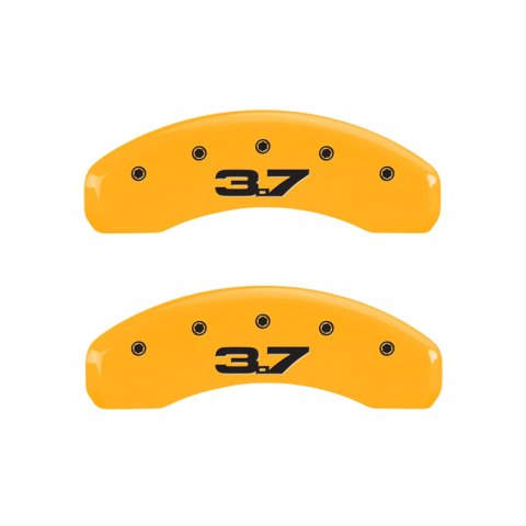 MGP 4 Caliper Covers Engraved Front 2015/Mustang Engraved Rear 2015/37 Yellow finish black ch