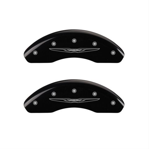 MGP 4 Caliper Covers Engraved Front & Rear Style 2/Chrysler Wing Black finish silver ch