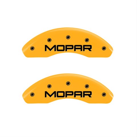 MGP 4 Caliper Covers Engraved Front & Rear MOPAR Yellow finish black ch